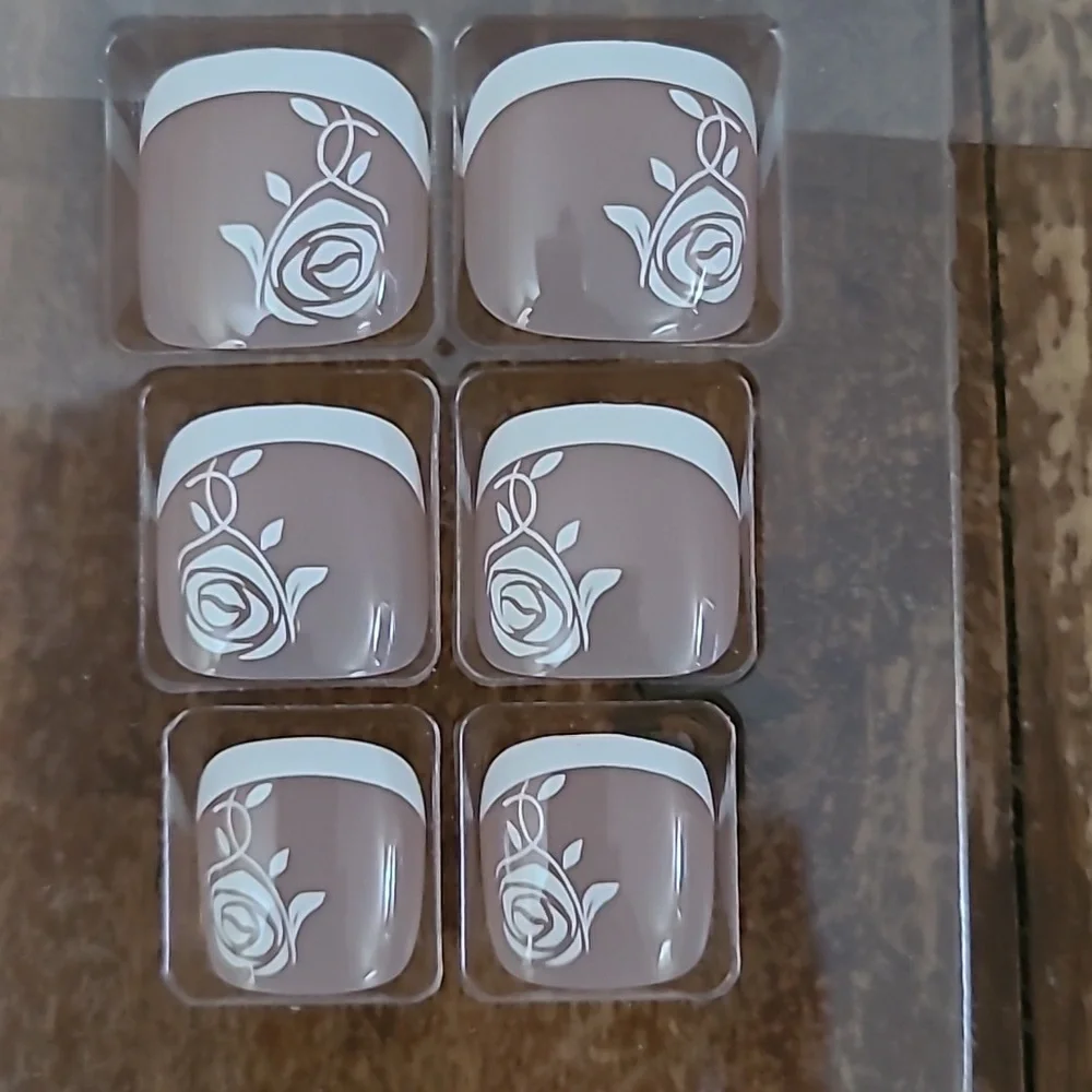 2/$16 Floral French Tip Press On Toenails